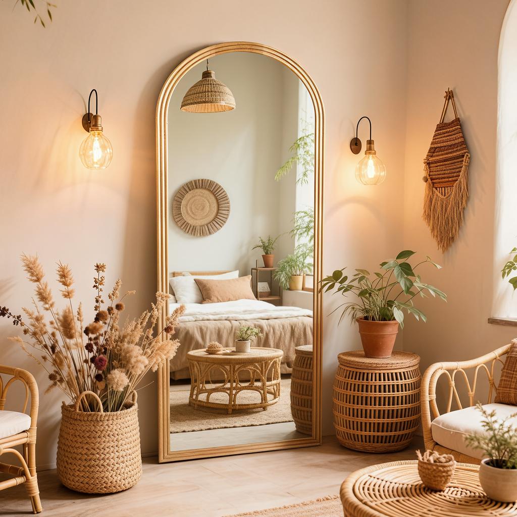Arched Full-Length Mirror with Wooden Frame In Brown, 160 X 50 Cm, Adjustable Metal Stand, Suitable for Residential and Commercial Spaces