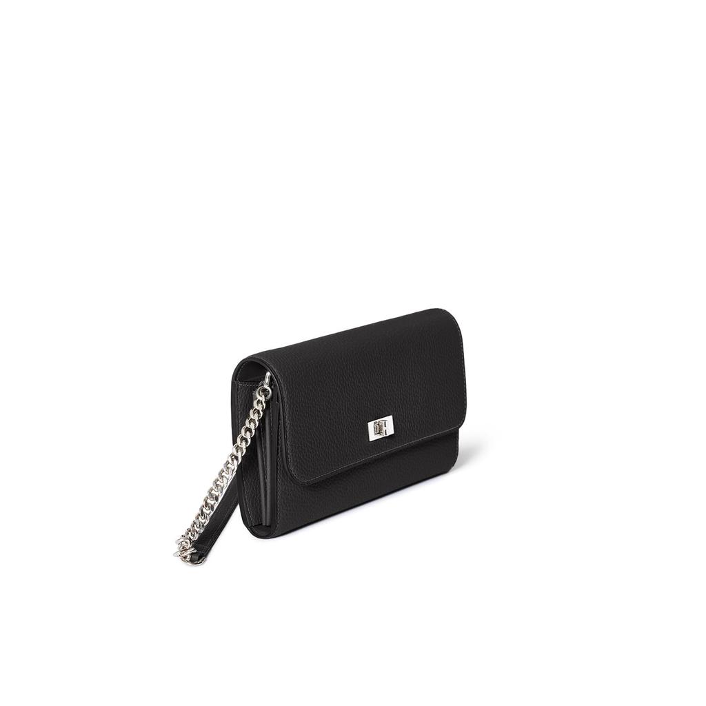 BONAVENTURA Beatrice Long Wallet In Shrink Leather Made with the Finest European Minimalist Genuine Perfect As a Wallet with Card (Black) - Leather.