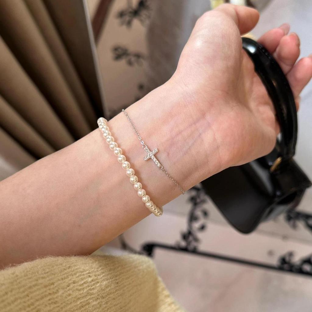 2026 Women's Full Diamond Cross Bracelet - Simple, Versatile, Cool Student Style