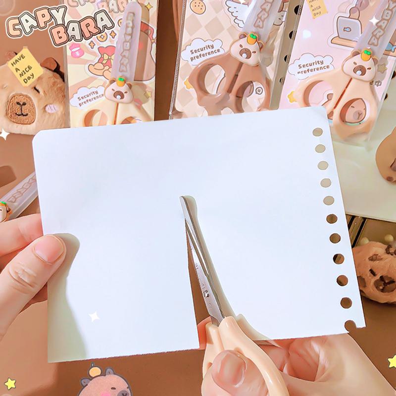 2 ks Kreslená kapybara Dětské nůžky Učební psací potřeby Ručně vyráběné Nůžky na stříhání papíru Bezpečné Nůžky na stříhání papíru