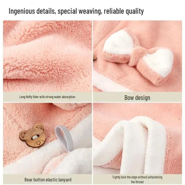 Newcomer Discount: Cute Hair Drying Towel Cap - Ultra Thick Double Layer Bath Cap with Bow