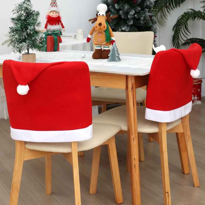 Red Brushed Cloth Christmas Chair Cover for Festive Dining Decor