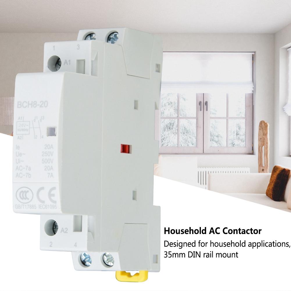 24v 2p 2no 20a 220v230v 5060hz Household Ac Contactor Din Rail Mount