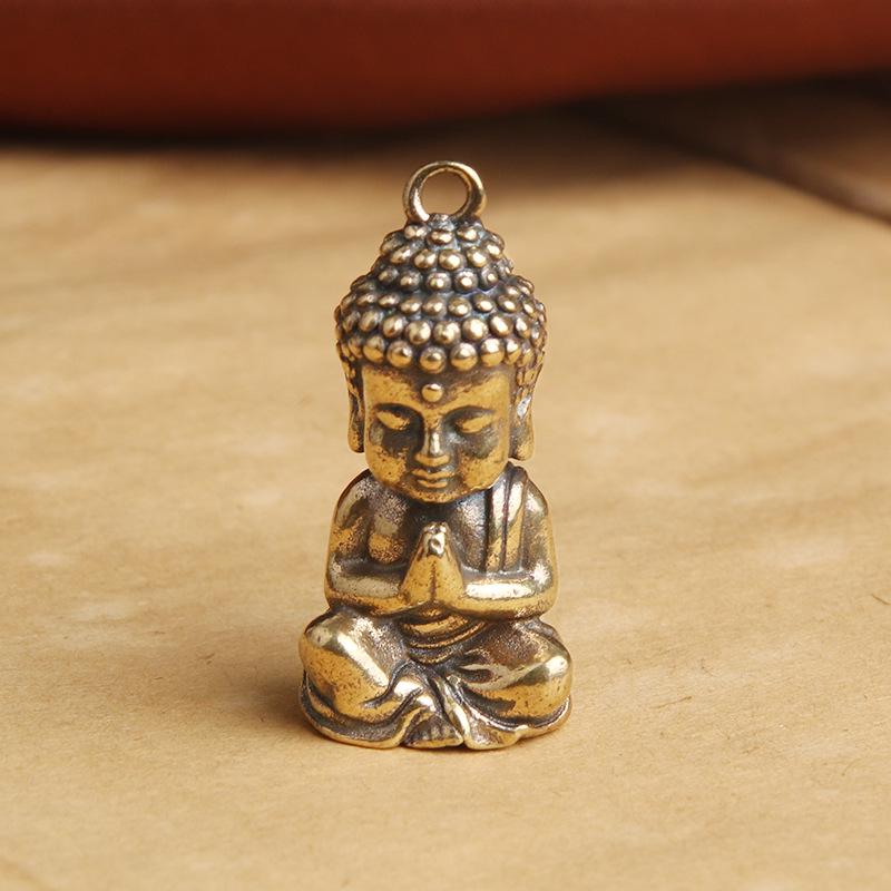 

Antiqued Brass Tathagata Buddha Keychain Pendant - Shakyamuni Blessing Statue