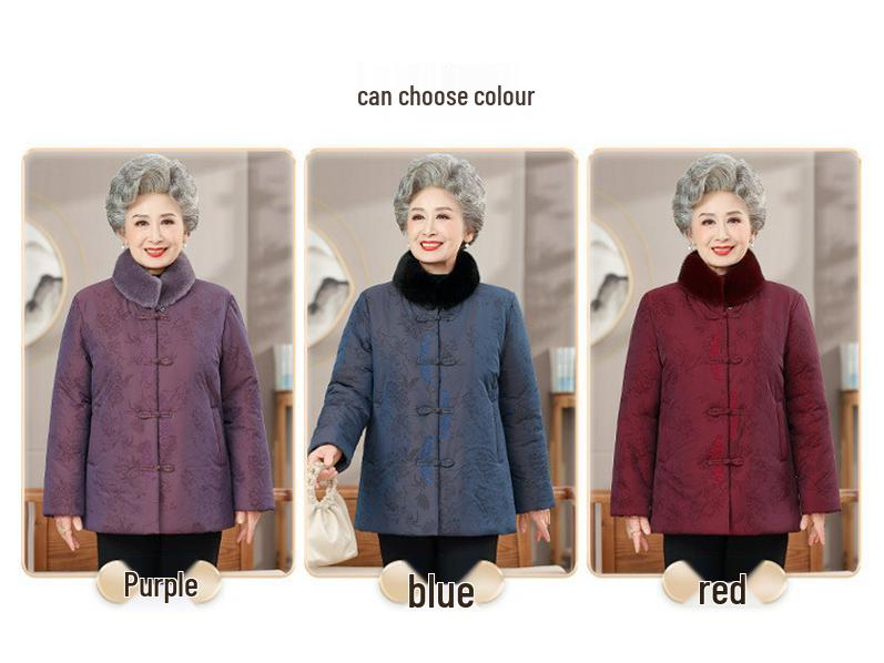 Hengyuanxiang Winter Cotton Jacket: Chinese Style for Elderly Women, Perfect for Grandma's Birthday or Mom's New Year Celebration
