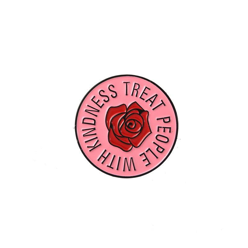 Cartoon Creative Alloy Brooch With Simple Letter Design And Beautiful Rose Pin