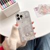 Cartoon Graphics Floating Quicksand Case for iPhone 15 Pro Max  14 16 Silver Moving Sand Fundas Cute Clear Hard Phone Cover