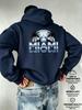 Men's Hooded Sweatshirt with Miami Palm Beach Cityscape Typography Double-Sided Print, European and American Vacation Style Casual