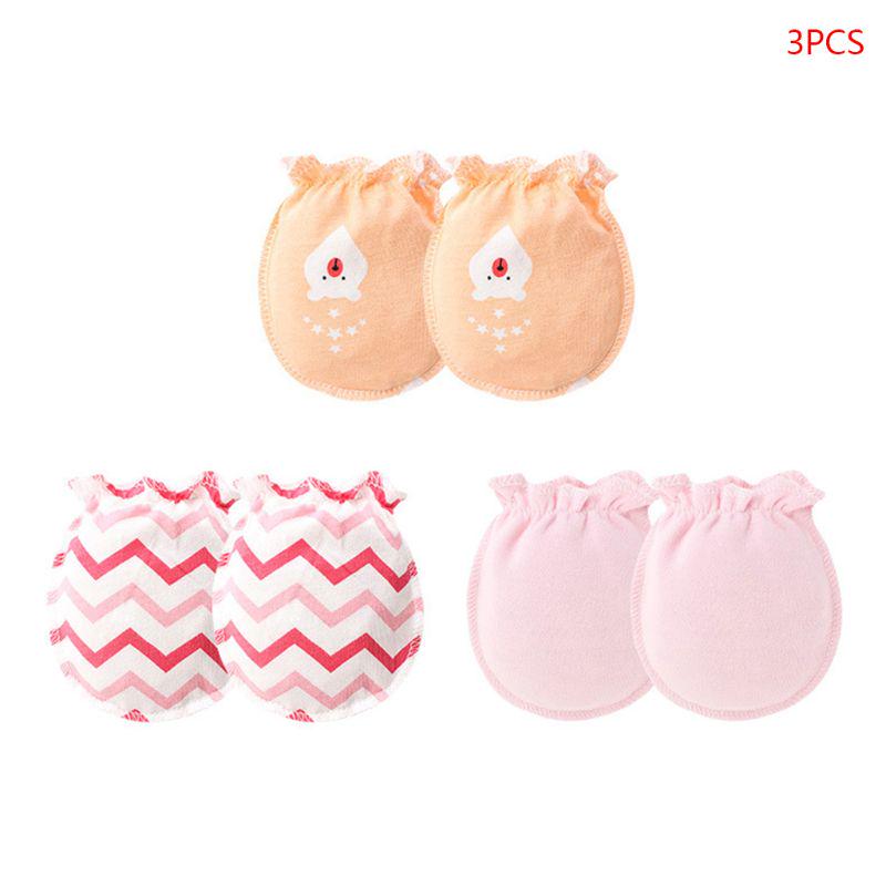 3Pairs Fashion Baby Anti Scratching Gloves Newborn Protection Face Cotton Scratch Mittens