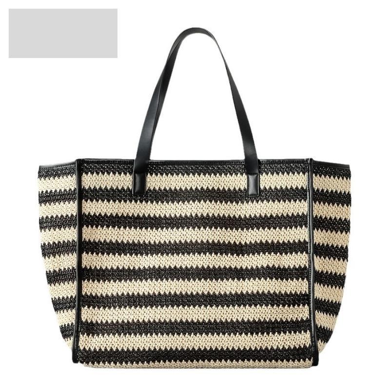 Sommer Große Kapazität Handgewebte Strohtasche Gestreift Seaside Urlaub Wind Strandtasche Mode Schultertasche