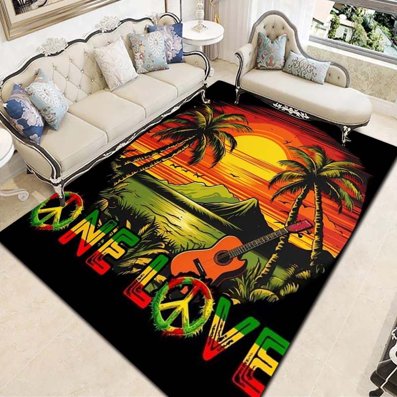 Bob Marley Culture Print Flannel Area Rug Non‑Slip Floor Mat For Couch Bedroom Game Room Living Room Home Holiday Decor Gift