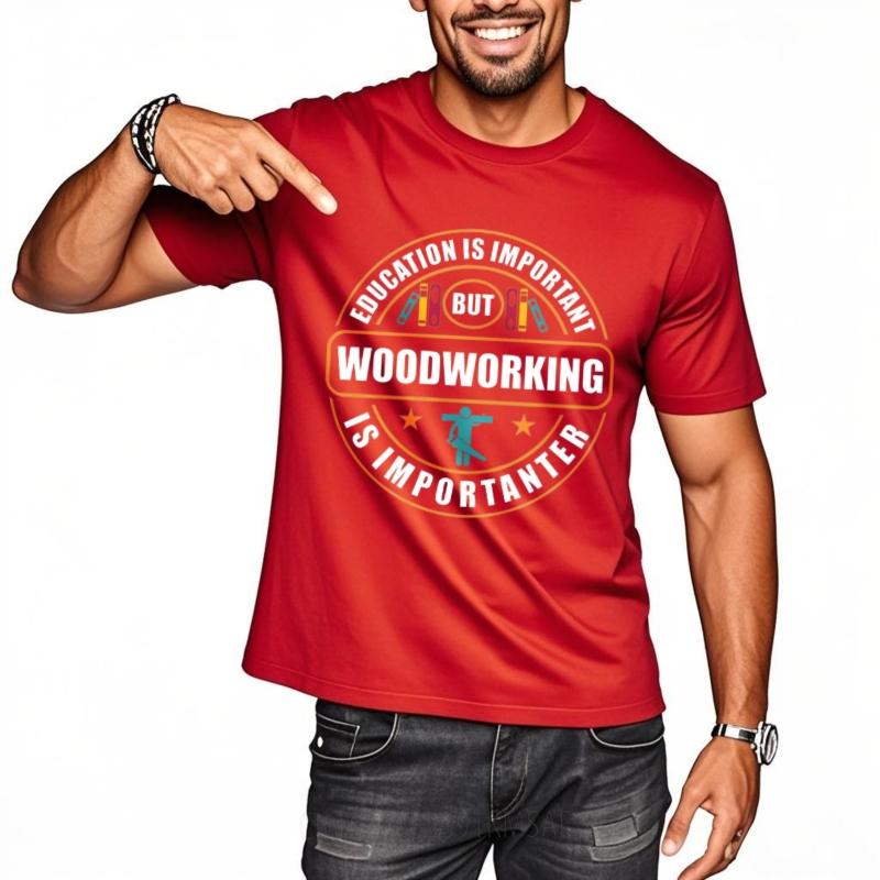 Soft Teenagers Crew Neck Tshirt Black Education Is Important But Woodworking Is Importanter Retro Boys Tees Minimalist Tshirt