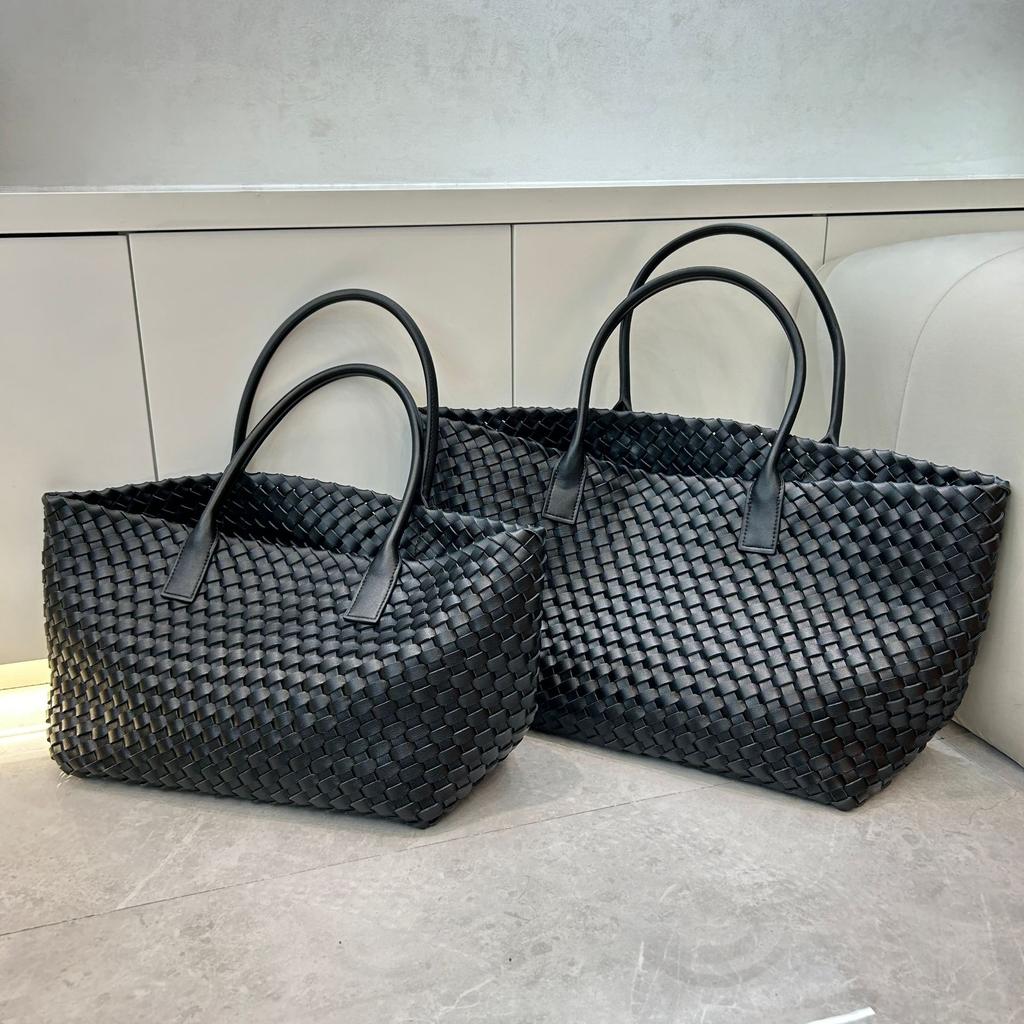 2025 Cross-border Explosion, Genuine Leather Woven Vegetable Basket, Cowhide Tote, Large-capacity Underarm Hand-held Large Bag, Women's Foreign Trade