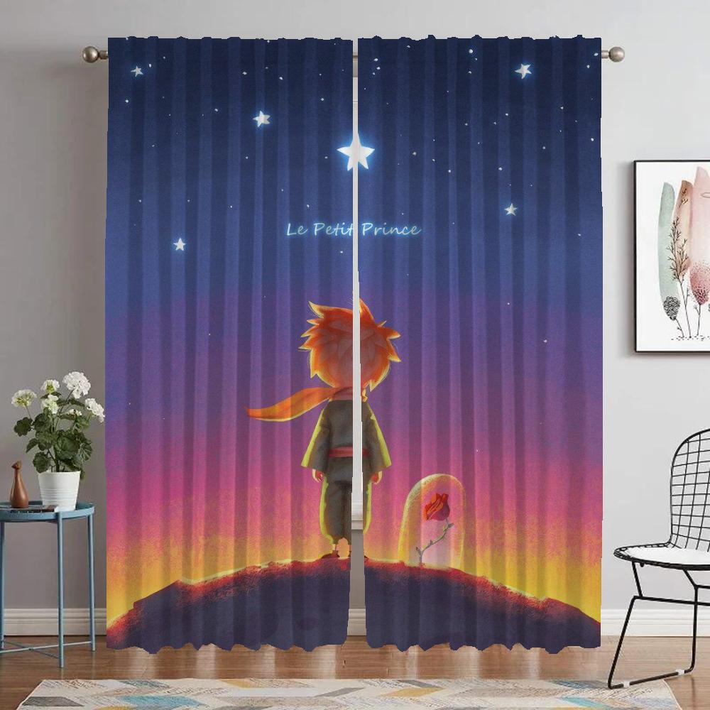 Den lille prinsen Gardiner til soverom Elegante romgardiner 2 stk Mørkleggingsgardin Halloweendekorasjon Persienner Skillevegg Barn