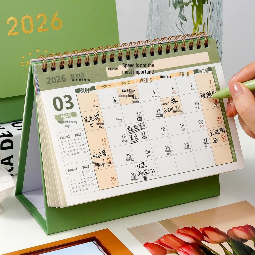 2025-2026 Morandi Color Desk Calendar: Creative Monthly Student Ornament & Memo Planner