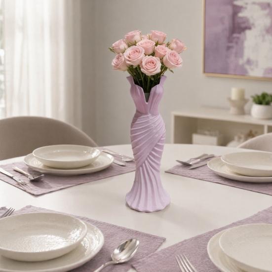 Mermaid Dress Vase Evening Vase, Elegant 3D Printed Lightweight Plastic Decorative for Home Table Shelf Decor