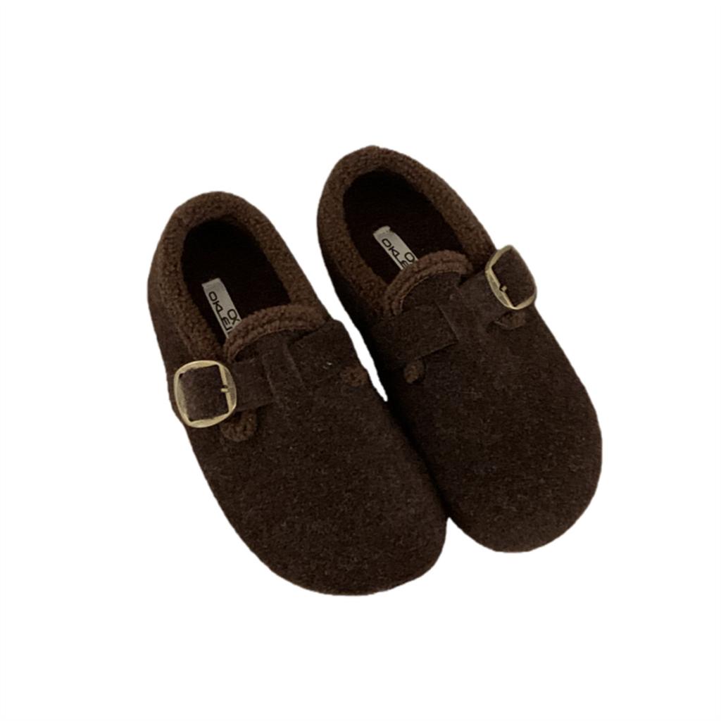 Huge Good-looking All-inclusive Birkenstocks, Velvet Two Cotton Shoes for Women's 2025 New Autumn and Winter Gray Birkenstocks, Hairy Single Shoes