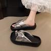 Thick Bottom Heightening Cross Toe Slippers Women Wear Internet Celebrity Explosion Summer 2025 New Beach Sandals