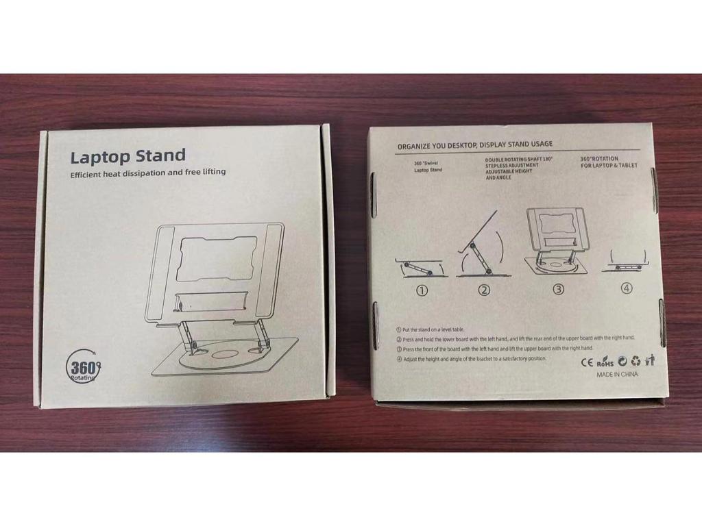 360° Rotating Aluminum Laptop Stand with Adjustable Height and Heat Dissipation