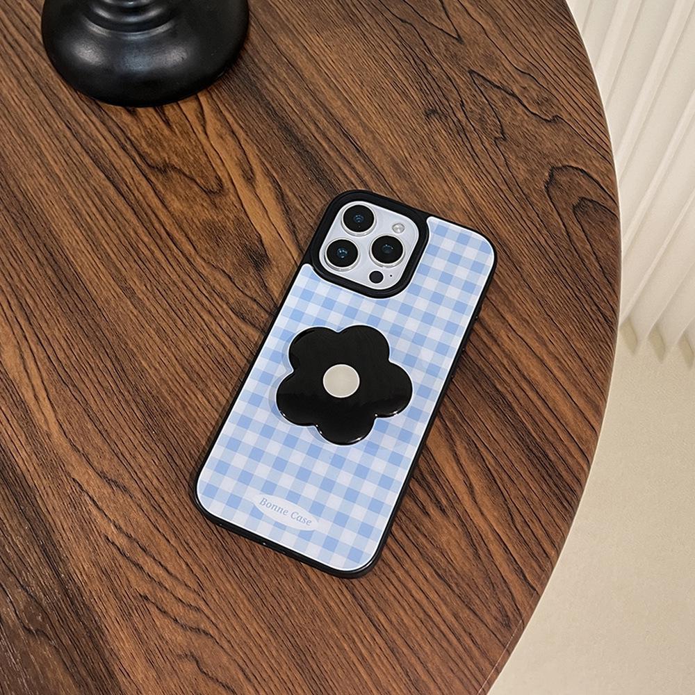 Plaid Fruit Stand iPhone 14/16/17 Pro Max Epoxy Retro Couple Phone Case