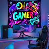 VIKAMA Trendy Esports Neon Tapestry GAMER Theme Game Controller Cyberpunk Style Room Decoration