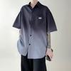 Summer Polo-neck Gradient Tie Dye Casual Shirt Men Half Sleeve Loose Fashion All-match Top Men Blouse