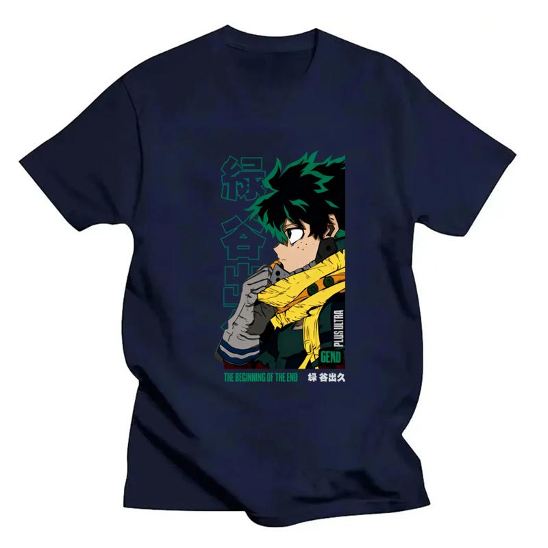 

Футболка Деку Изуку Мидория Герой Герой Аниме Футболка Графические футболки Футболка оверсайз Женская одежда Мода XL темно-синий