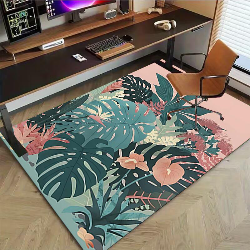 1pc Tropical Plants Area Rug Soft Flannel Floor Mat for Living Room, Bedroom and Carpet, Sofa Coffee Table Floor Mat, Decorative Rug q05