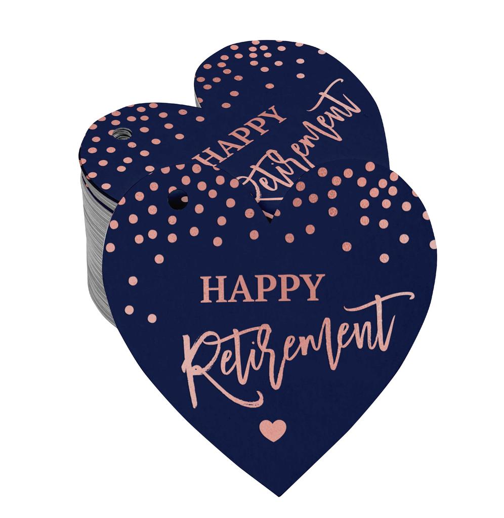 Inkdotpot Silver Foil Paper Hang Tag Happy Retirement Favor Tag 100 Pieces