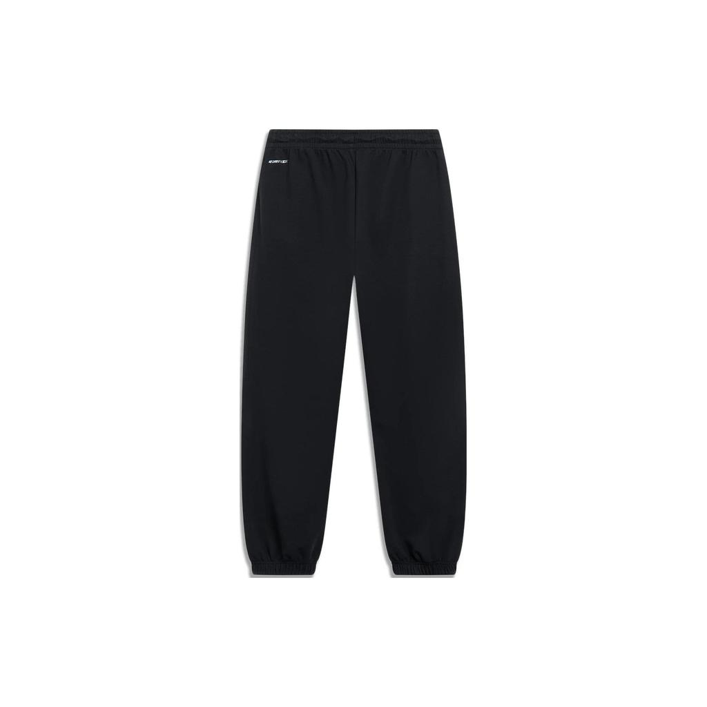 Li-Ning Letter Print Mid-Waist Drawstring Straight-Leg Knit Sweatpants Men Bottoms Black AKLT305-1