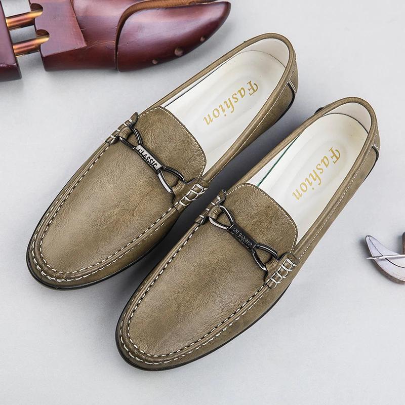 Fashion Genuine Leather Men Shoes Luxury Brand Mens Loafers High Quality Formal Casual Mens Business Formal Boat Shoes Soft Moccasins