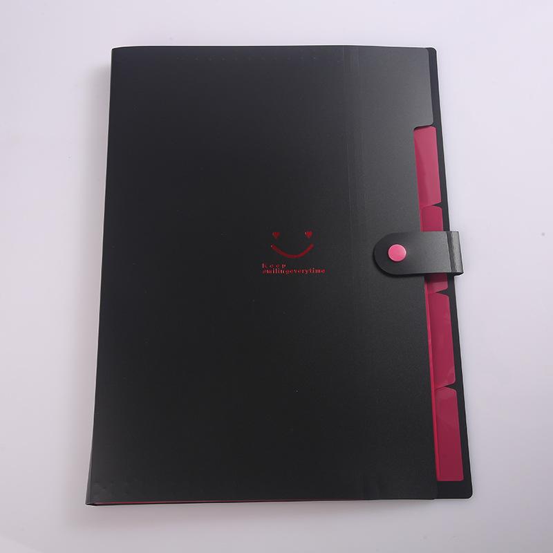 Smiley Pp Folder A4 Information Book Spot Five Grid Smile File Bag Purple Button