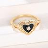 Huitan Black Heart Enamel Rings with Shiny Sun Design New Rings for Women Wedding Party Statement Female Accessories Jewelry