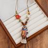 Painted ceramic fish necklace, Bohemian style woven rope necklace, women's vintage high-end beaded clavicle chain