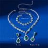 FYUAN Exquisite Red Blue Green Black Necklace Earrings Bracelet Water Drop Crystal Earrings for Wedding Zircon Sets