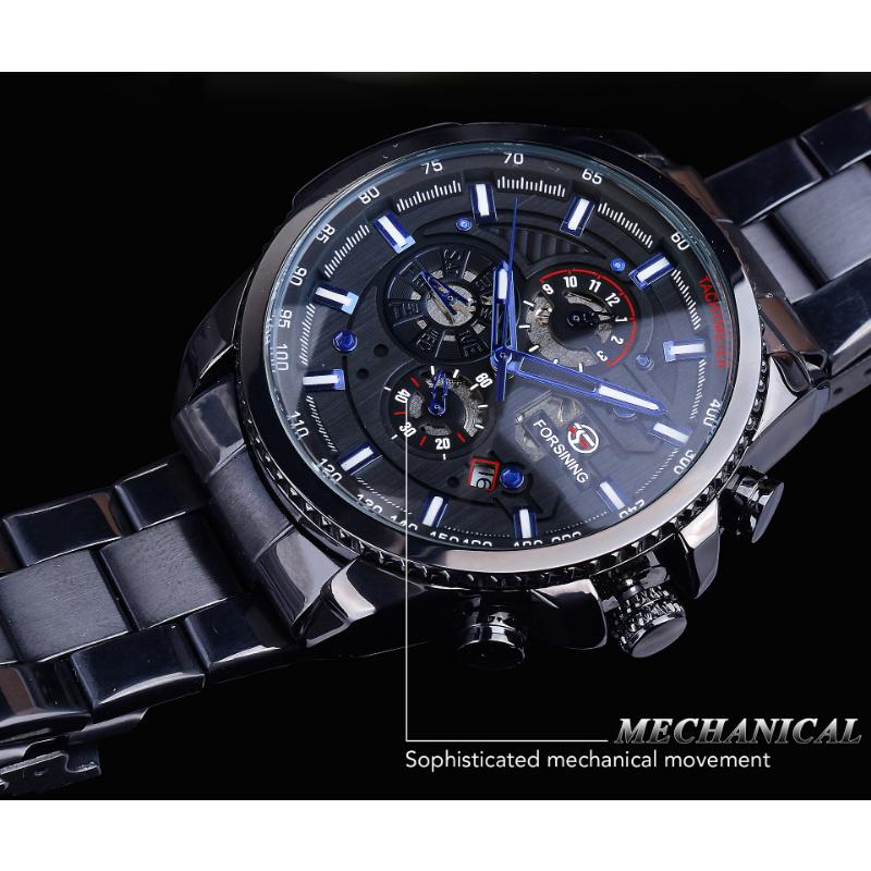 Forsining Vodotesné multifunkčné mechanické hodinky Pánske módne mechanické hodinky