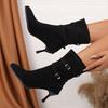 New Style Luxury Autumn Ankle Boots For Women Fashion Suede Short Boots Female Pointed Toe Shoes Side Zipper High Heels Footwear