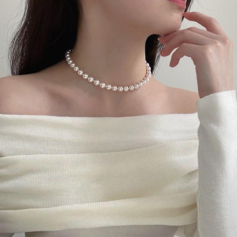 Elegant Korean Pearl Pendant Necklace with Adjustable Drawstring and Tassel for Women