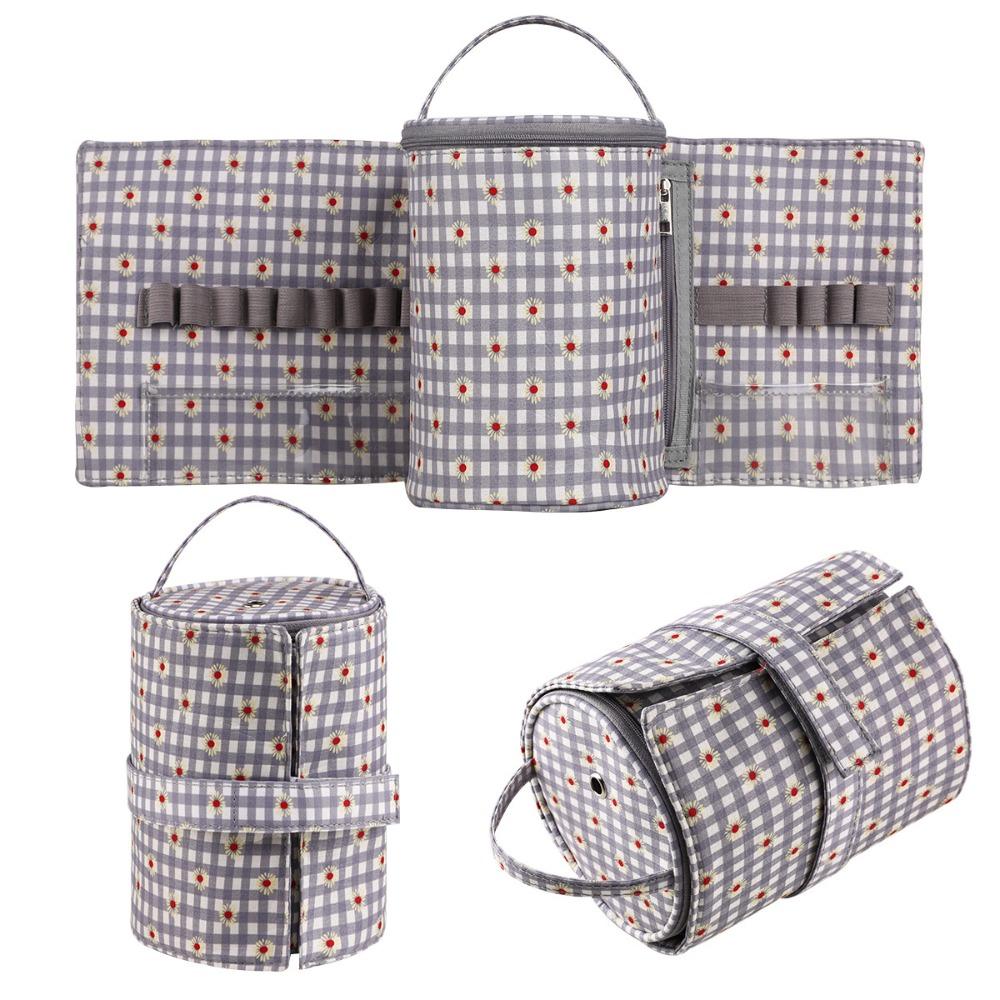 

Large Capacity Yarn Storage Bag Foldable Cerchet Hooks Bags For Sewing Tools Accessories Gift серый