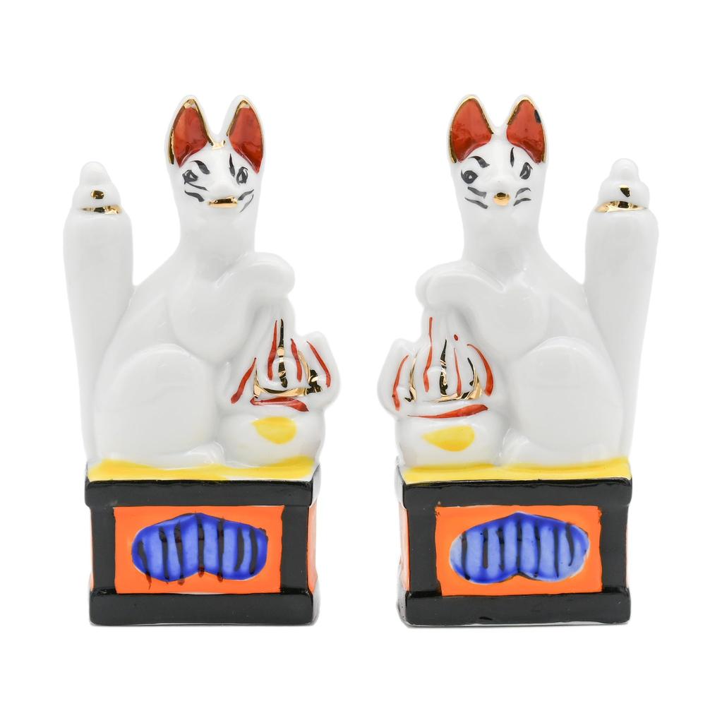 Pair of Sacred Ceramic Fox Figures (3 Inches)