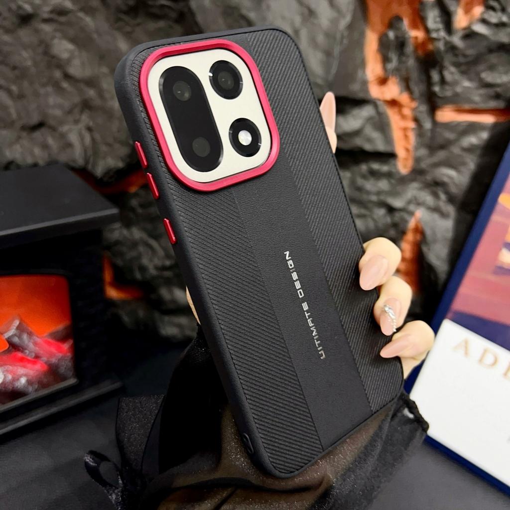 For OnePlus 15 15T 15S 1+15 1+15T 1+15S Case Luxury Textured Leather Ultimate Design Red Camera Frame Protective Cover