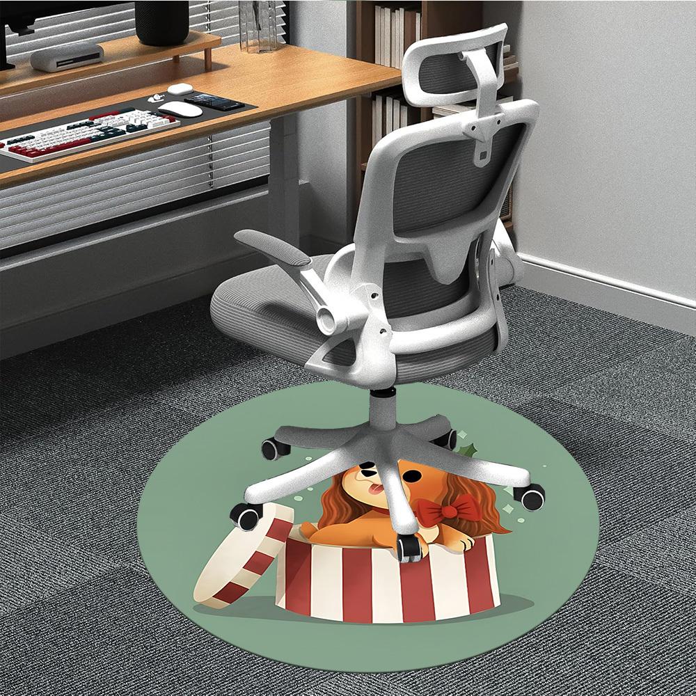 

1pc Puppy Present Office Round Rug, Non-slip, Soft and Durable Office Rug for Interior Decoration, Perfect for Office, Beautiful Decoration yy26031201 80cm by 80cm