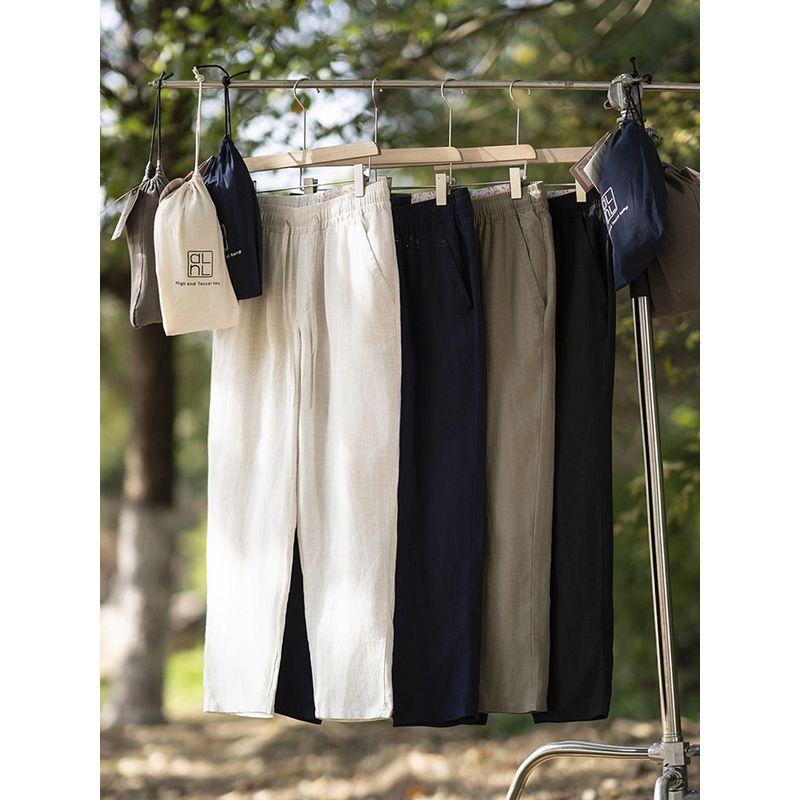 Foreign Trade Export To Domestic Sales Anti-Wrinkle Lyocell Tencel Drape Linen Pants Men's Summer Thin Casual Cotton and Linen Pants