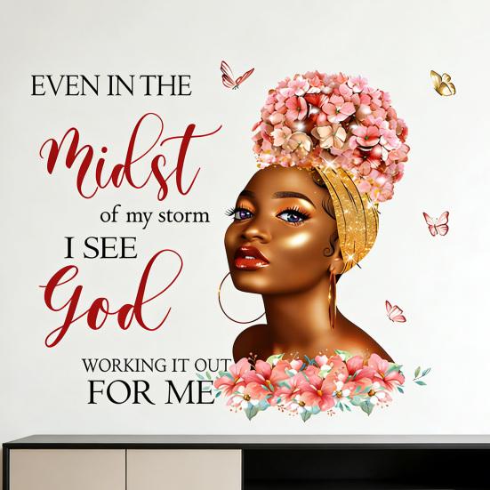 Schwarzes Mädchen Wandaufkleber Inspirierendes Zitat Wandtattoos Abnehmbar Peel and Stick Wandkunst für Schlafzimmer Wohnzimmer TV-Hintergrund Dekor