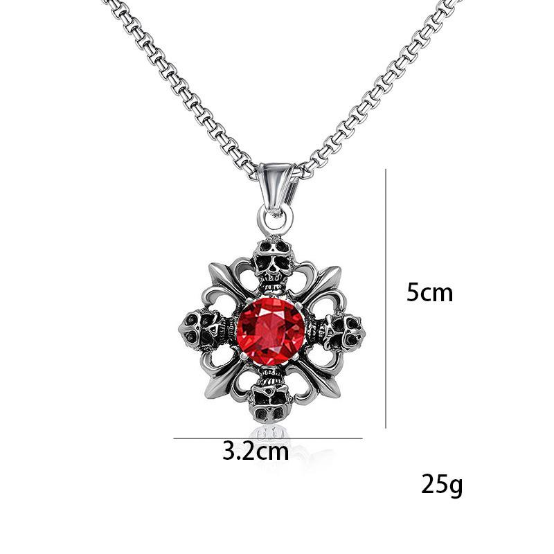 Fashionable Retro Diamond Studded Gothic Patterned Skull Necklace Men's Titanium Steel Pendant