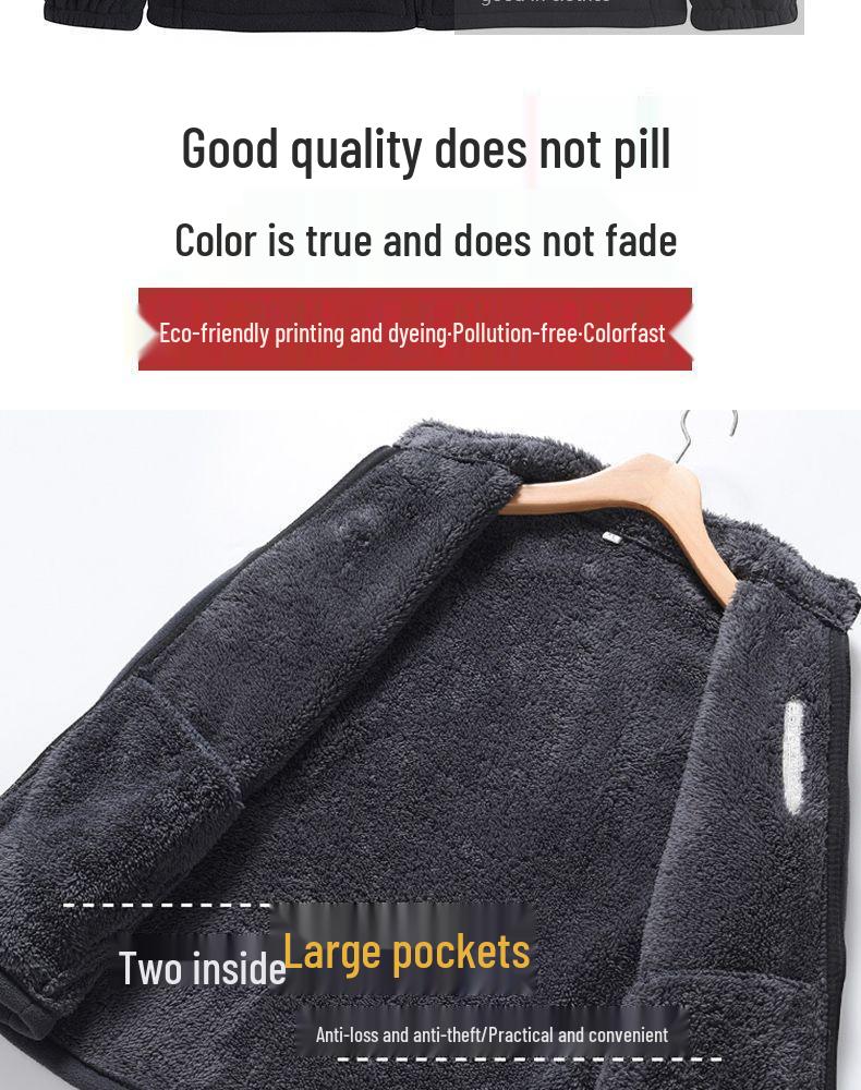 Men's Double-Sided Fleece Windbreaker Hoodie for Autumn/Winter