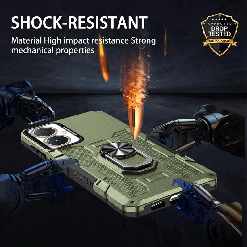 KEYSION Stoßfestes Panzergehäuse für VIVOV Y27 4G Y36 5G, Silikon + PC-Metallringständer, Telefonrückseite für VIVO Y02 Y02A Y02T Y02S