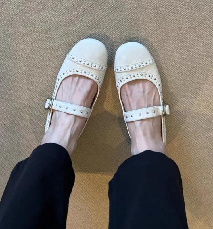 

Fashion Spring Autumn Round Toe Crystal Women Mary Jane Shoes Fashion Shallow Mouth Flat Shoes Ladies Party Dress Low Heel Shoes 35