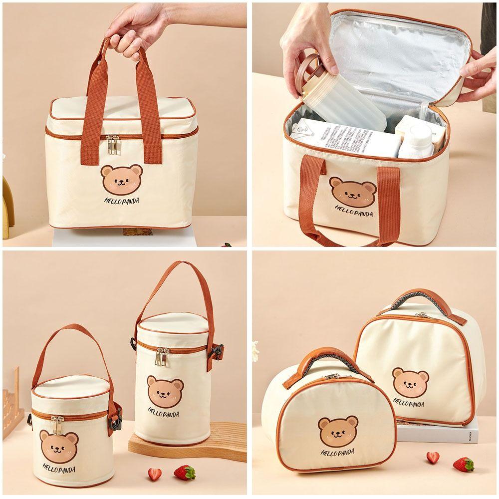 New Portable Insulated Lunch Bag Large Capacity Cute Bear Cooler Bag Waterproof Thermal Food Container Bag for Students Adult