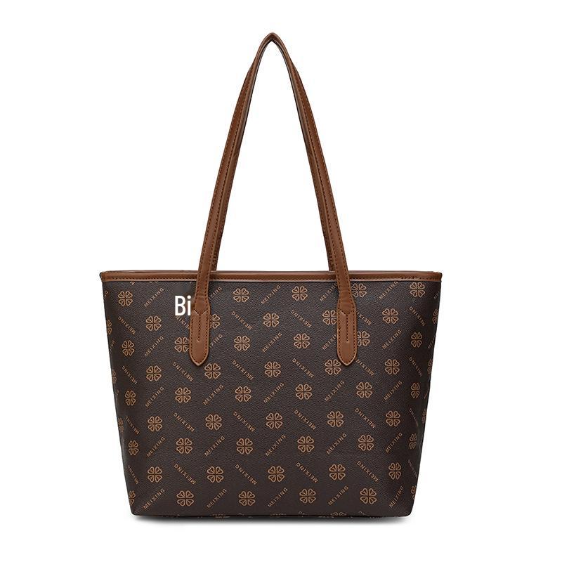 

2025 Women s Large Capacity Simple Print Tote Bag - Versatile Casual Fashion Handbag Length 39CM, Width 14CM, Height 27CM темно-коричневого